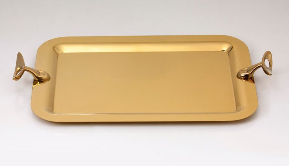 تصویر سینی مستطیل کوچک سری لوپ طلایی تك استيل مدل Tak Steel 921 G
