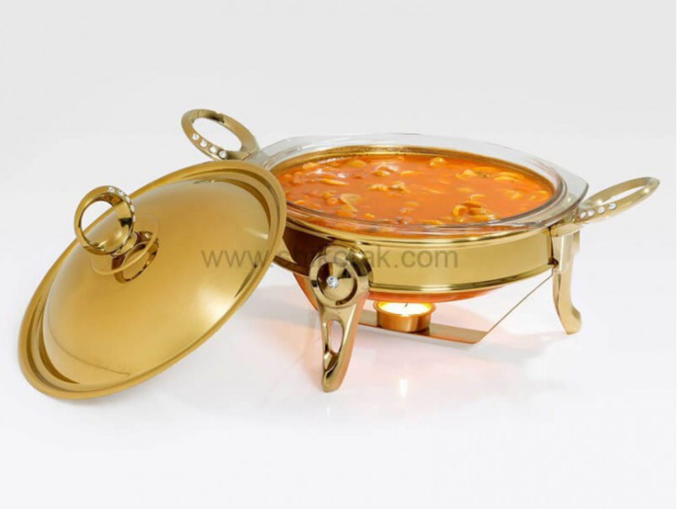 تصویر سوپ خوری کوچک نگین دار طلایی تک استیل مدل Tak Steel 716 G