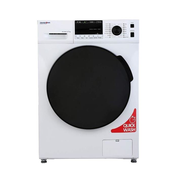 تصویر ماشین لباسشویی 7 کیلویی پاکشوما مدل TFU-74401 سفید . سیلور درب کروم